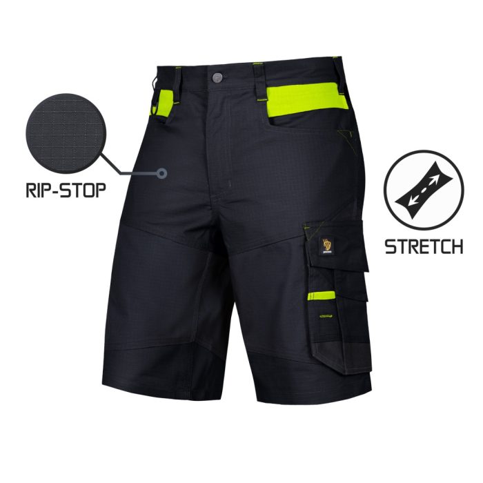 BARI Fekete-Neon RIPSTOP munkaruha rövidnadrág