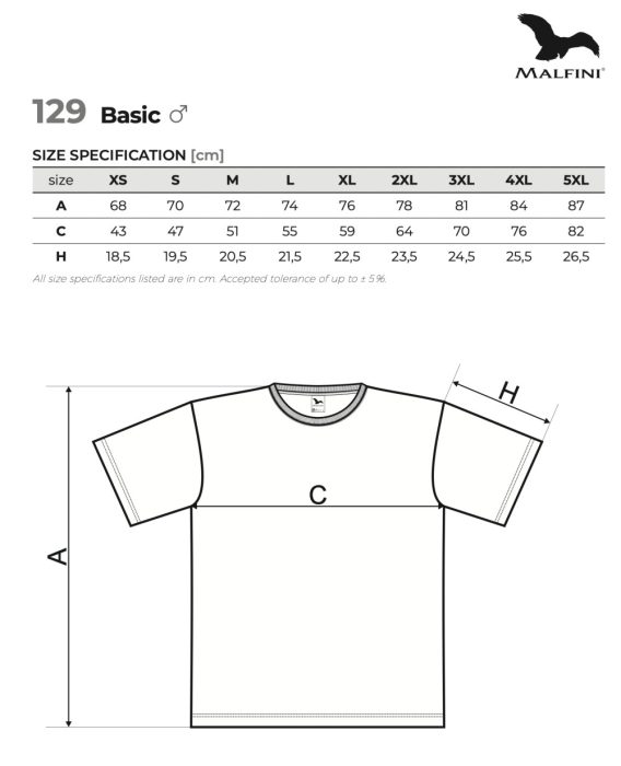 MALFINI Basic FŰZÖLD 100 % pamut kerek nyakú póló
