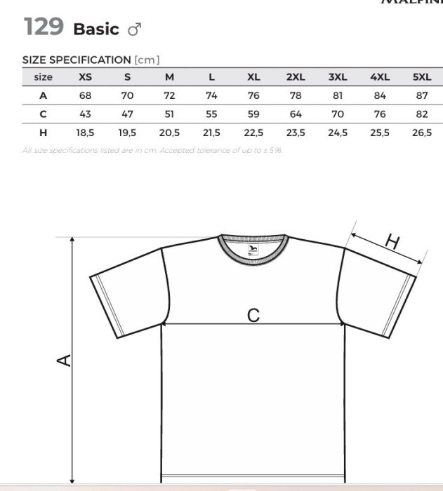 MALFINI Basic SNORKEL KÉK 100 % pamut kerek nyakú póló