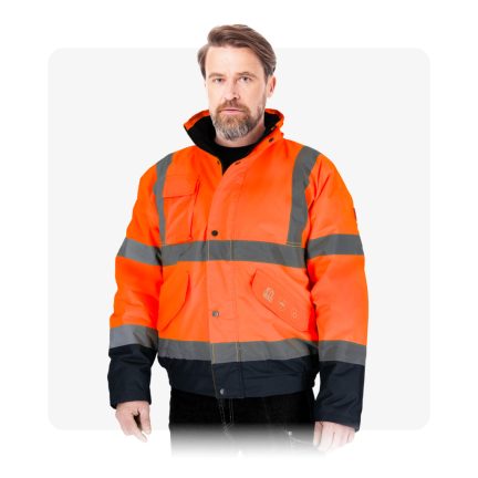 BOMBER Láthatósági narancs bélelt téli munkaruha kabát