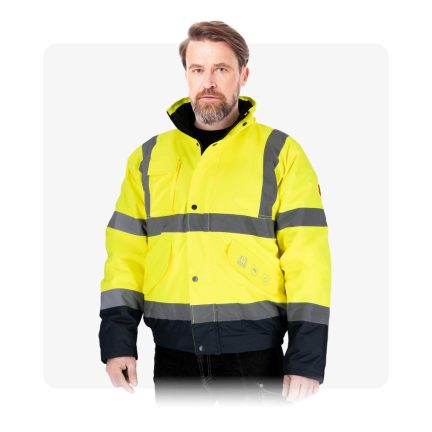 BOMBER Láthatósági neon bélelt téli munkaruha kabát