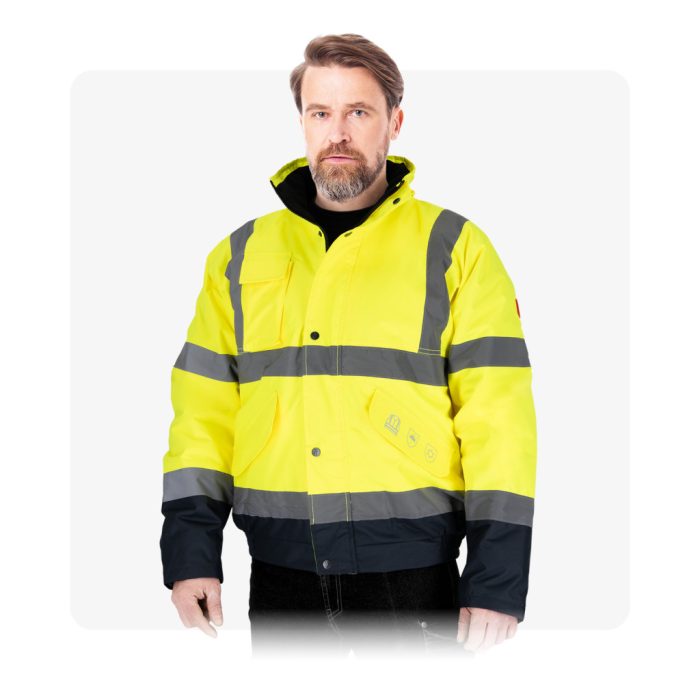 BOMBER Láthatósági neon bélelt téli munkaruha kabát