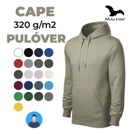 MALFINI CAPE belebújós, kapucnis pulóver
