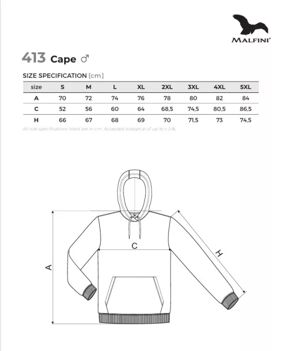 MALFINI CAPE GARNET belebújós, kapucnis pulóver