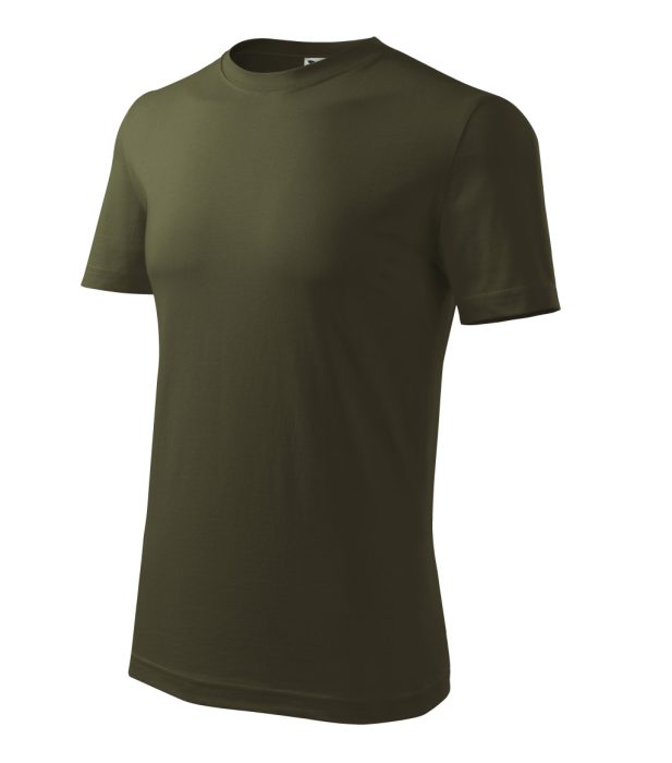 MALFINI CLASSIC 100% pamut MILITARY színű kerek nyakú póló