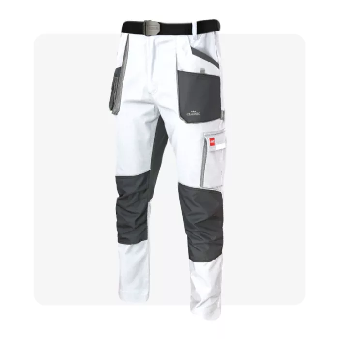 CLASSIC STRETCH SLIM fehér munkaruha derekas nadrág
