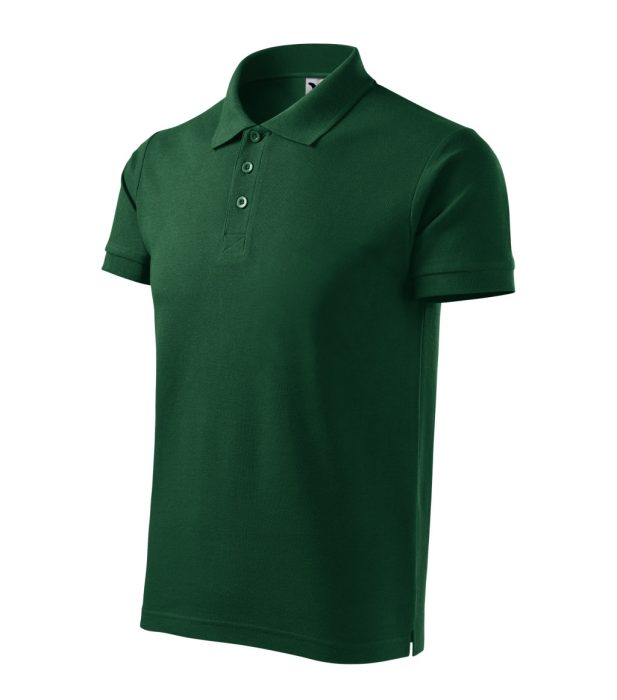MALFINI COTTON HEAVY 100 % pamut galléros póló DARK GREEN