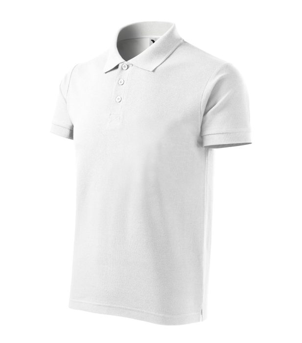 MALFINI COTTON HEAVY 100 % pamut galléros póló FEHÉR