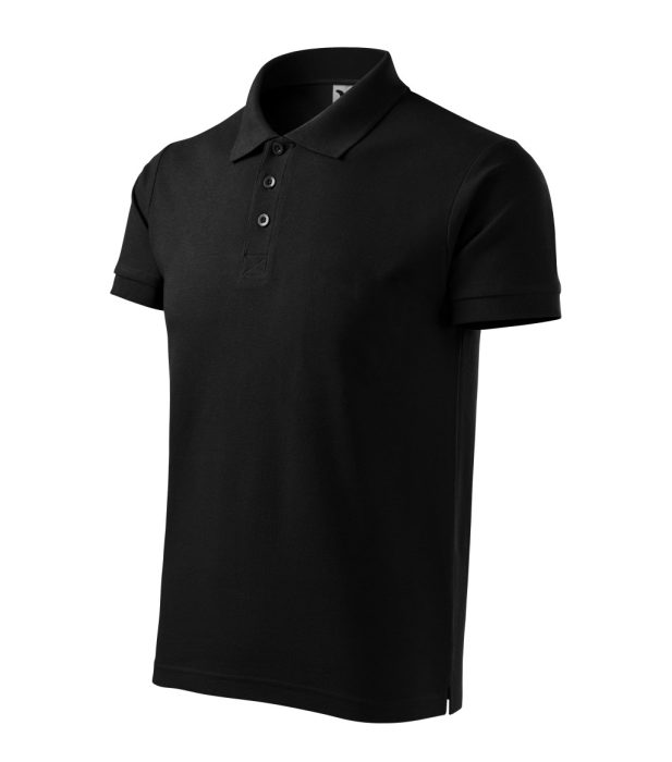 MALFINI COTTON HEAVY 100 % pamut galléros póló FEKETE