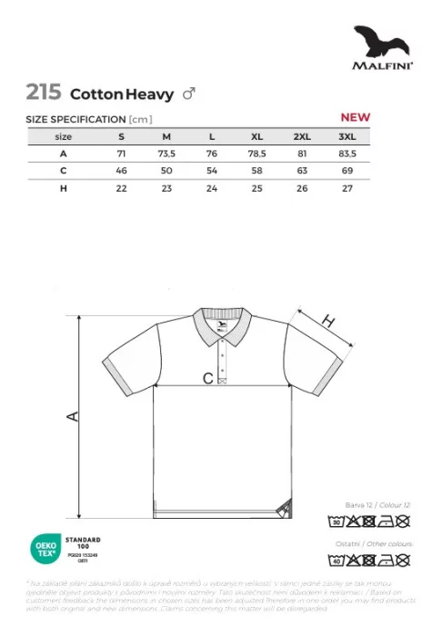 MALFINI HEAVY COTTON FŰZÖLD 100 % pamut galléros póló