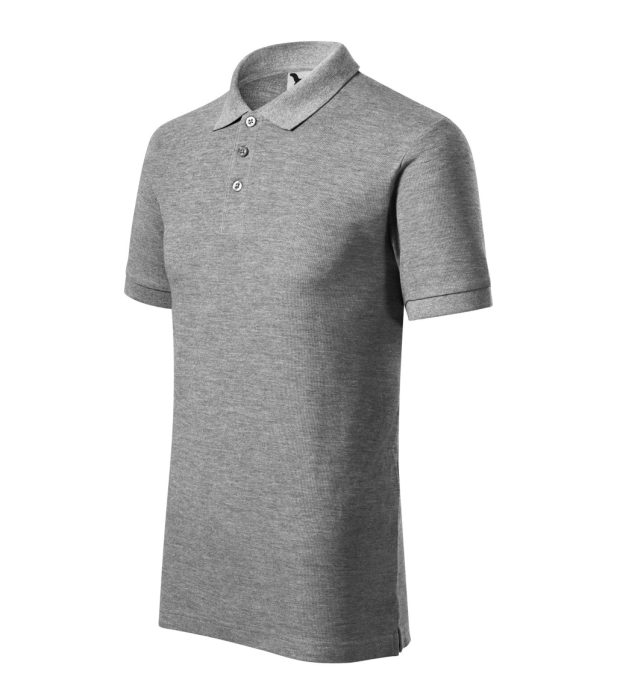 MALFINI COTTON HEAVY 100 % pamut galléros póló SÖTÉTSZÜRKE MELÍROZOTT