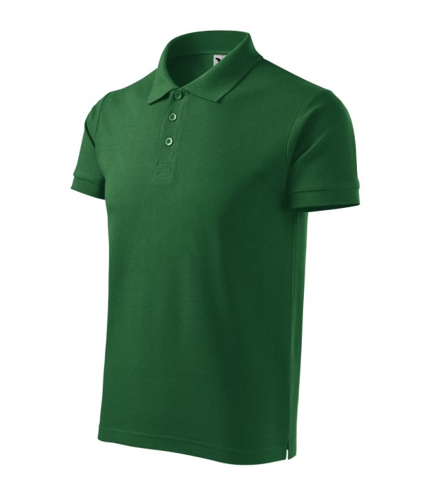 MALFINI COTTON HEAVY 100 % pamut galléros póló ÜVEGZÖLD