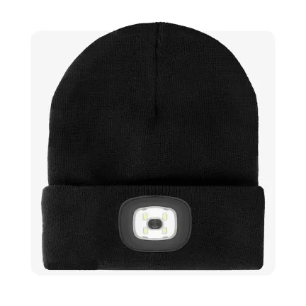 LED lámpás kötött akril fekete téli sapka