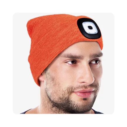 LED lámpás kötött akril narancs téli sapka