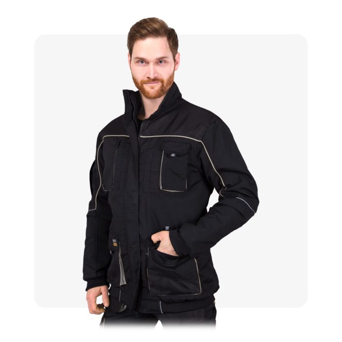 FORCO fekete bélelt téli munkaruha kabát