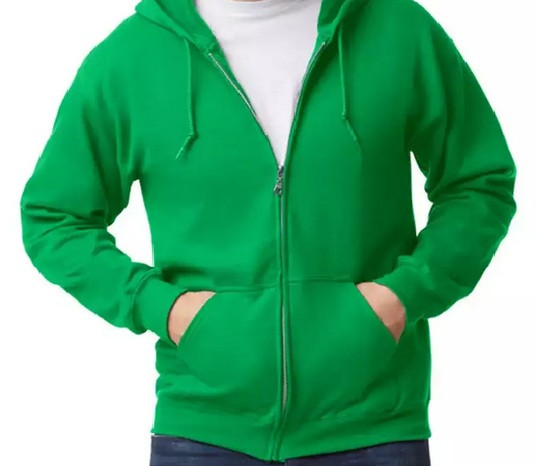GILDAN GI18600 cipzáras, kapucnis pulóver Irish Green