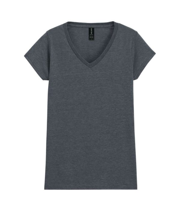 GILDAN GIL64V00 100 % pamut v nyakú póló Dark Heather