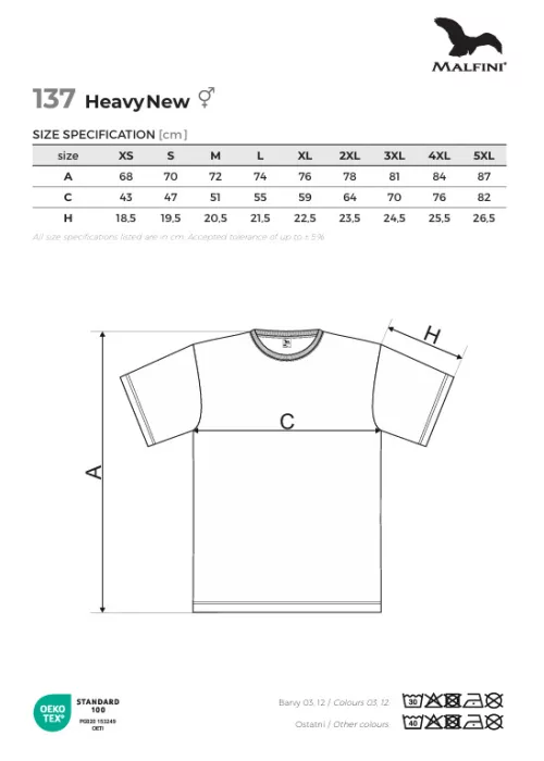 MALFINI HEAVY NEW MARLBORO PIROS színű 100% pamut kerek nyakú póló
