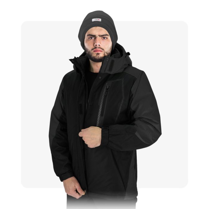 HOLM fekete bélelt téli munkaruha kabát