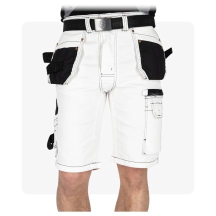 JEANS415 Farmer fehér munkaruha rövidnadrág