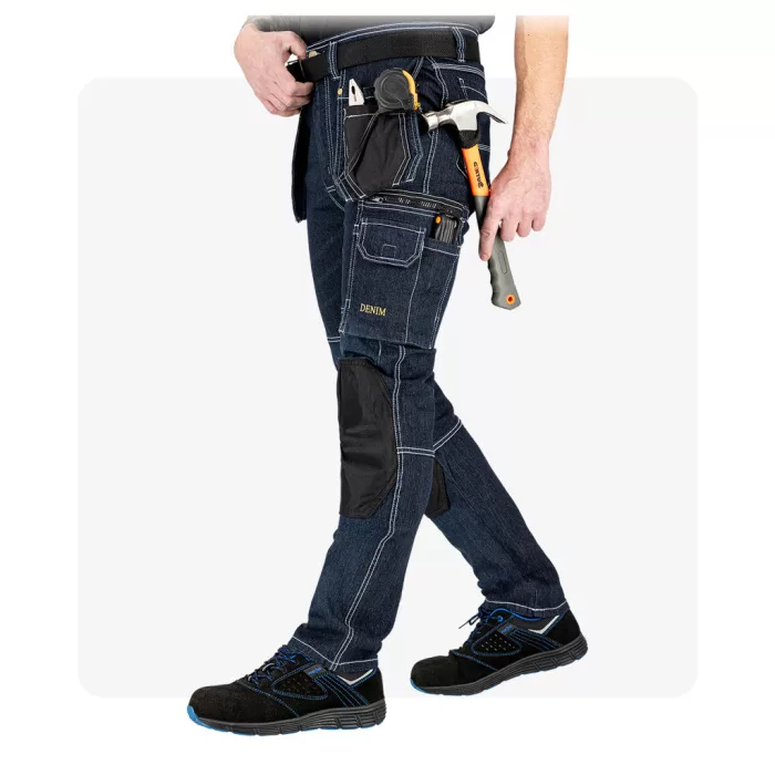JEANS415 farmer kék munkaruha derekas nadrág