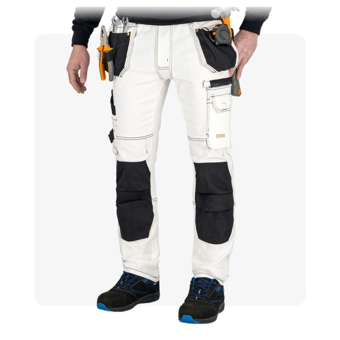 JEANS415 Farmer fehér munkaruha derekas nadrág