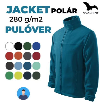 MALFINI JACKET 100 % poliészter cipzáras pulóver