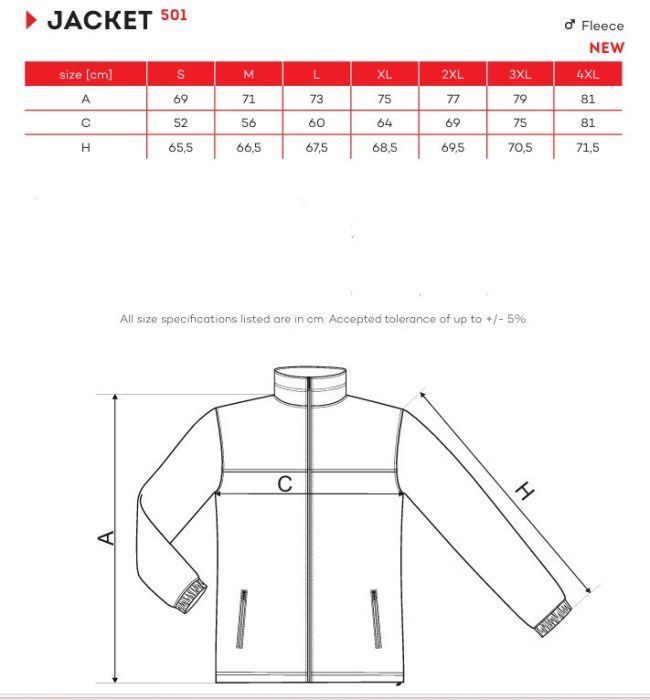 MALFINI JACKET 100% poliészter Marlboro piros színű cipzáras polár pulóver