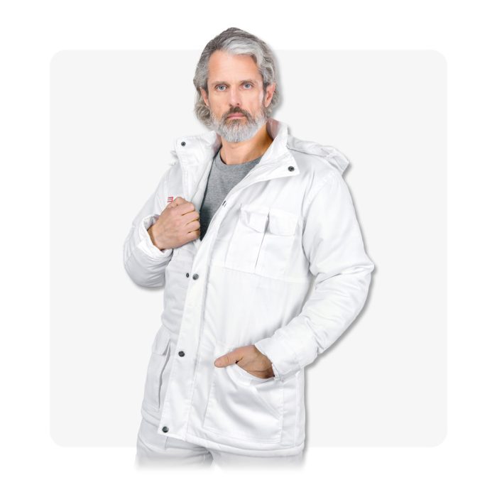 KMO Fehér bélelt téli munkaruha kabát