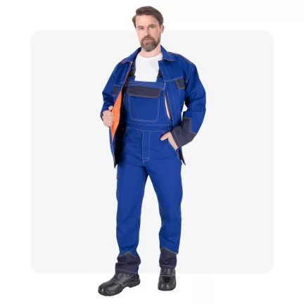 SPECWELD kék hegesztő munkaruha kantáros nadrág
