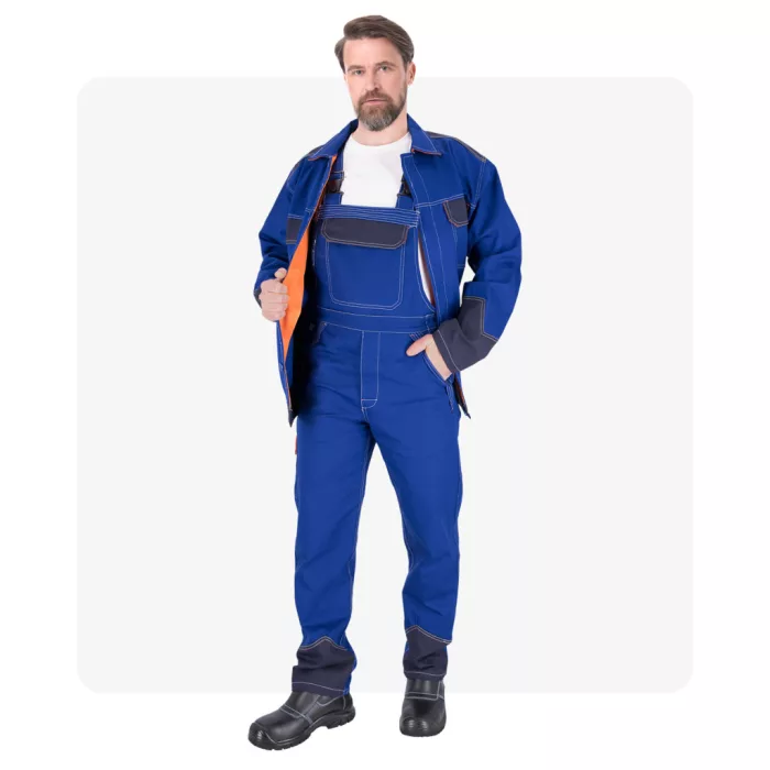 SPECWELD kék hegesztő munkaruha kantáros nadrág