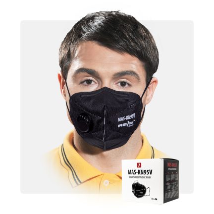 KN95 fekete 5 rétegű szelepes maszk
