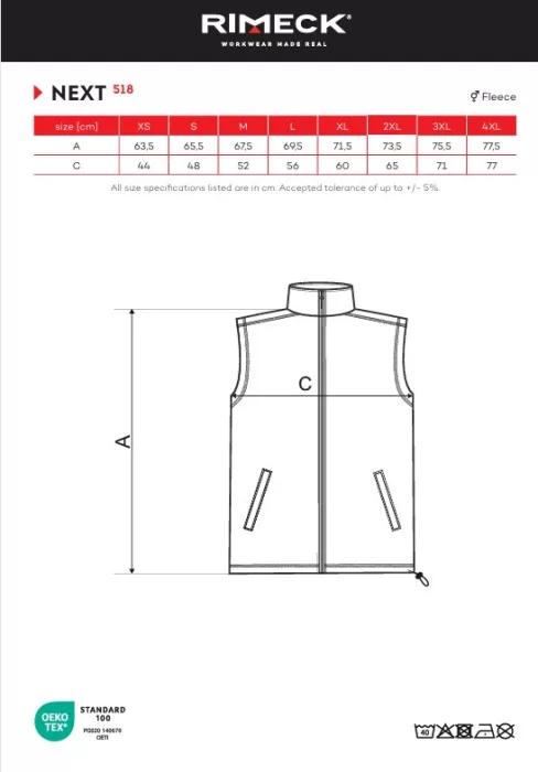 MALFINI NEXT KIRÁLYKÉK 100 % poliészter cipzáras polár mellény