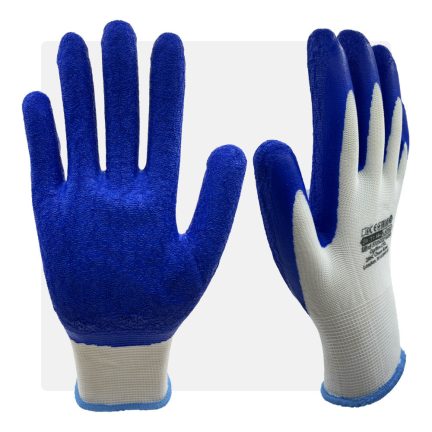 Latex mártott KÉK poliészter szerelőkesztyű