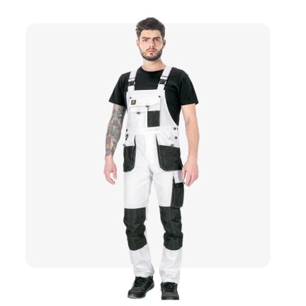 OGRIFOX fehér munkaruha kantáros nadrág