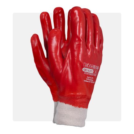 Piros PVC mártott munkavédelmi kesztyű