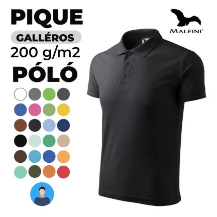MALFINI Pique galléros póló