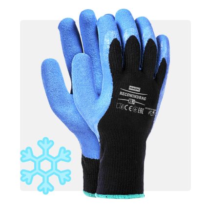 Latex mártott fekete téli poliészter szerelőkesztyű