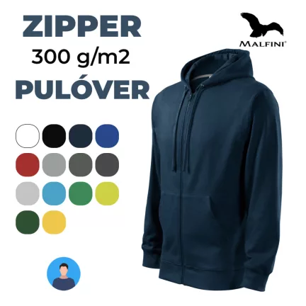 MALFINI TRENDY ZIPPER cipzáras, kapucnis pulóver