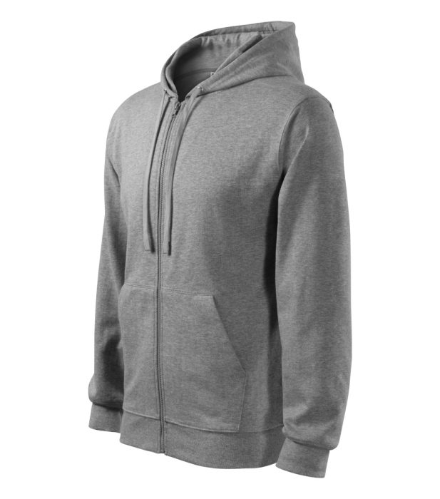 MALFINI TRENDY ZIPPER cipzáras, kapucnis pulóver SÖTÉTSZÜRKE MELÍROZOTT
