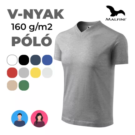 MALFINI V-NECK 100 % pamut V-nyakú póló