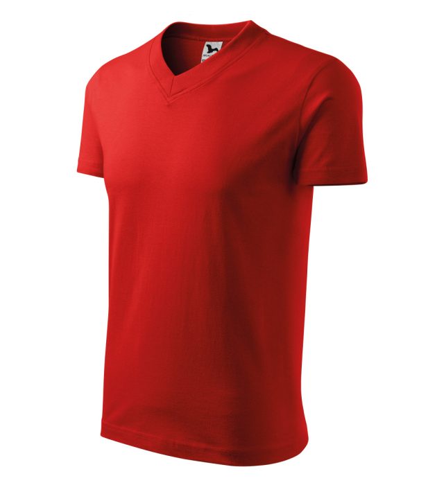 MALFINI V- NECK 100 % pamut V-nyakú póló PIROS