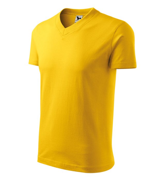 MALFINI V- NECK 100 % pamut V-nyakú póló SÁRGA