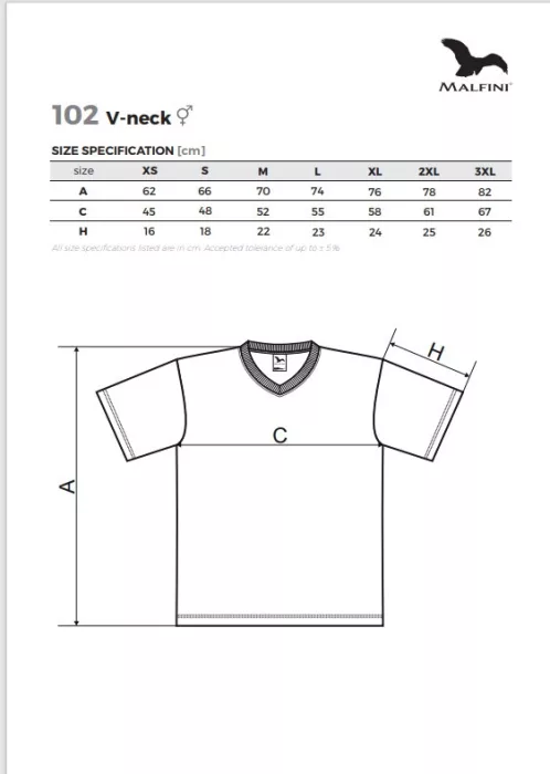 MALFINI V-NECK TENGERÉSZKÉK 100 % pamut V-nyakú póló