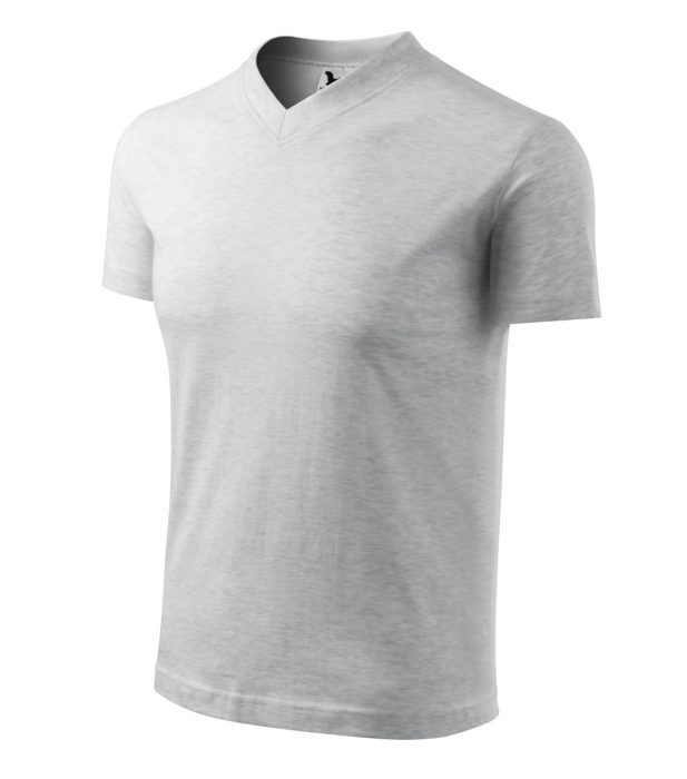 MALFINI V- NECK 100 % pamut V-nyakú póló VILÁGOSSZÜRKE MELÍROZOTT
