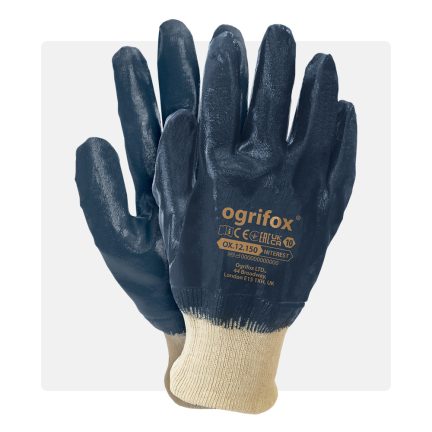 KÉK Nitril mártott pamut szerelőkesztyű 