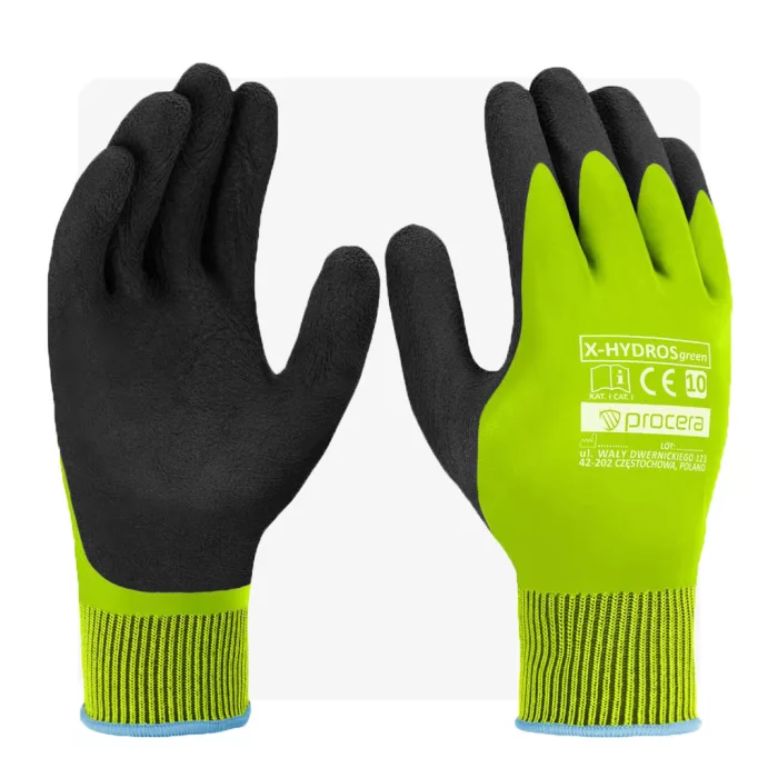 HYDROS dupla latex mártott neon munkavédelmi kesztyű