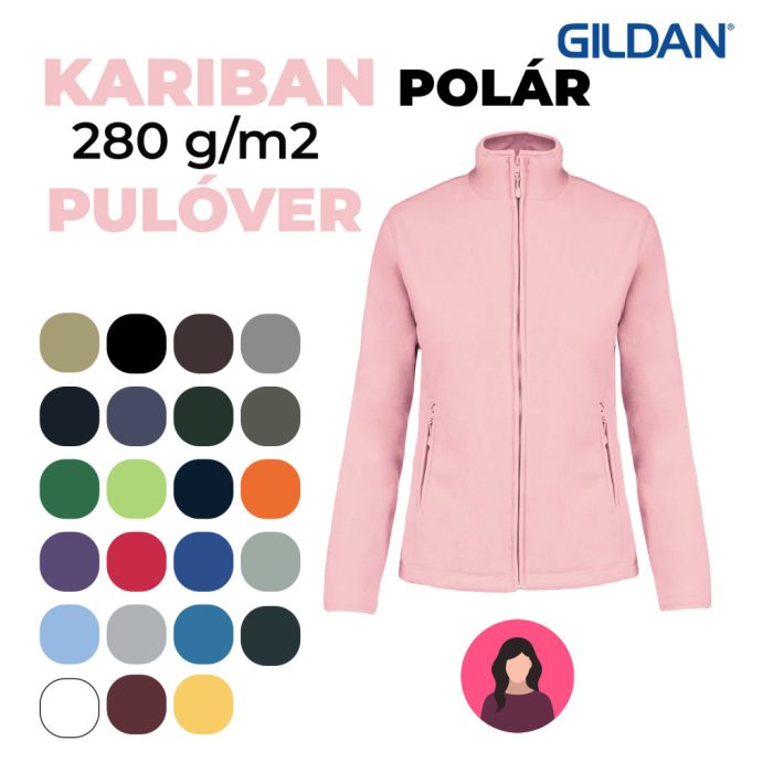 GILDAN KARIBAN 100% poliészter cipzáras polár pulóver Navy
