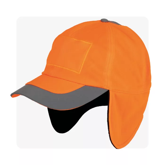 Téli narancs sapka fényvisszaverő elemmel és fülvédővel
