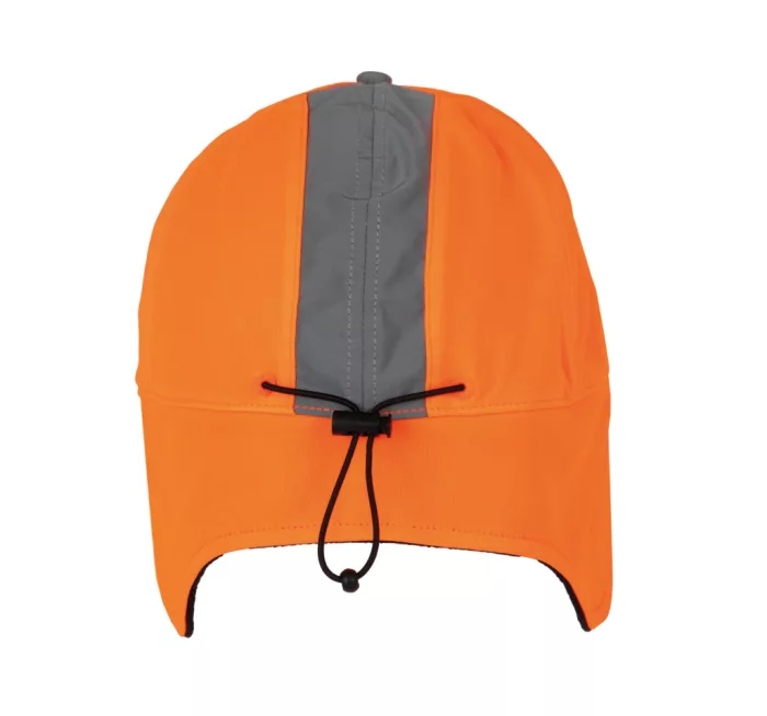 Téli narancs sapka fényvisszaverő elemmel és fülvédővel